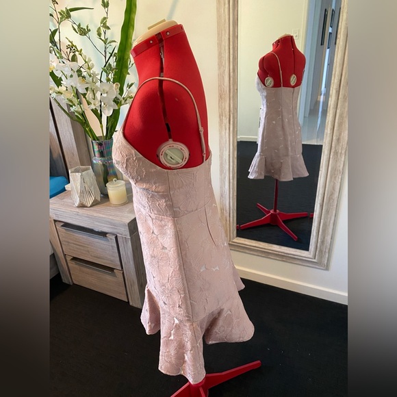 Size 10 - Forever New Mauve Mini Dress with embroidered pattern - Picture 8 of 11